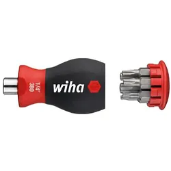 Wiha Schraubendreher mit Bit Magazin magnetisch TORX mit 6 Bits, Stubby, 1/4 zoll in SB-Kartonverpackung - 33744