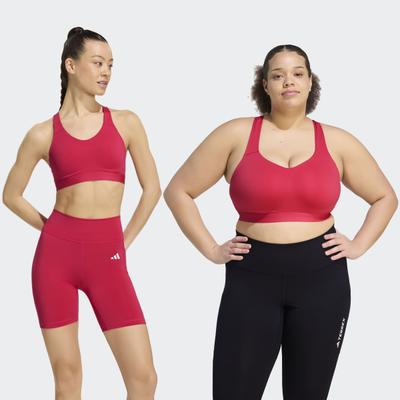 Sport-BH ADIDAS PERFORMANCE "OPT ESS HS", Damen, Gr. M, Cup A/B, rot (power pink), Obermaterial: 85% Polyester, 15% Elasthan, BHs Sport-BH