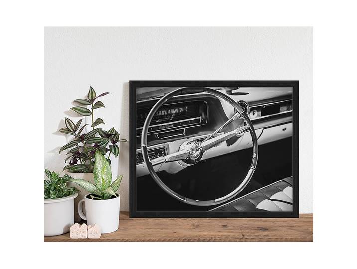 Bild Steering wheel Rahmen: Massivholz Buche, lackiert Abdeckung: Plexiglas Schwarz 53 x 43cm