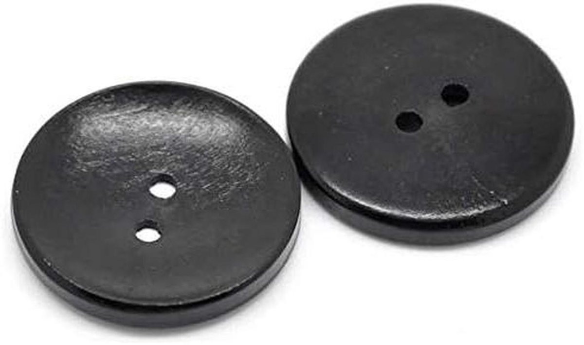 12 stuks Houten Knopen Zwart - Decoratieve Sluitingen voor Kleding - 30 mm