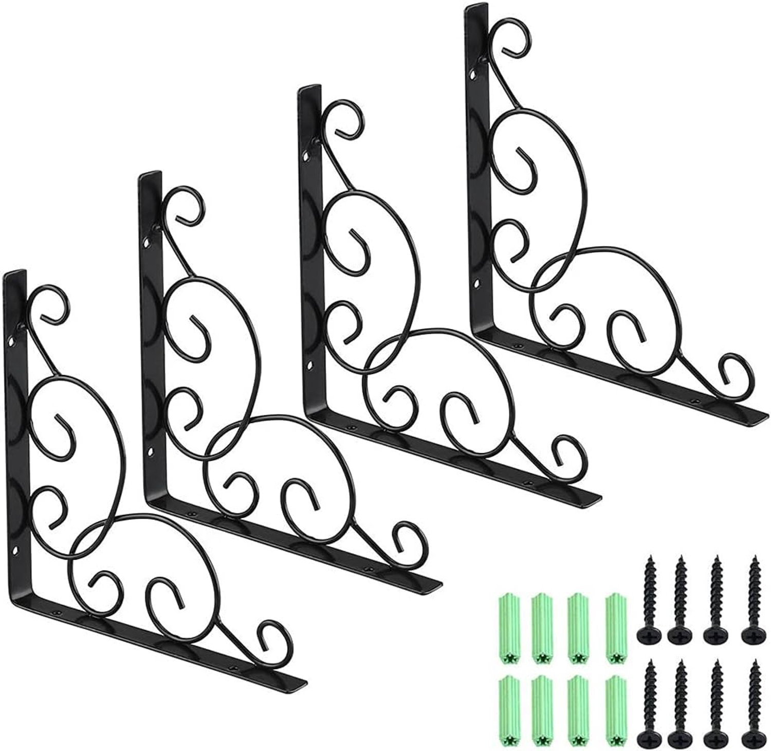 Zwarte Decoratieve Wandsteunen Set van 4 - 21 cm