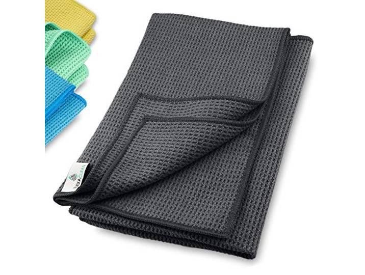 ELEXACLEAN Microvezel droogdoek, premium wafeldoek (2 stuks, 60x40 cm, antraciet) superzachte kwaliteit voor auto, glas, keuken, servies, badkamer