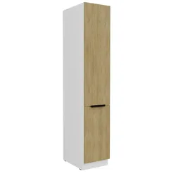 Küchen Hochschrank 40 cm CREMONA Eiche + Weiß Küchenzeile Küchenblock Küche