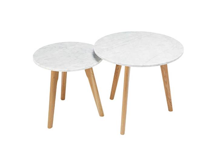 Tables gigognes en marbre et chêne