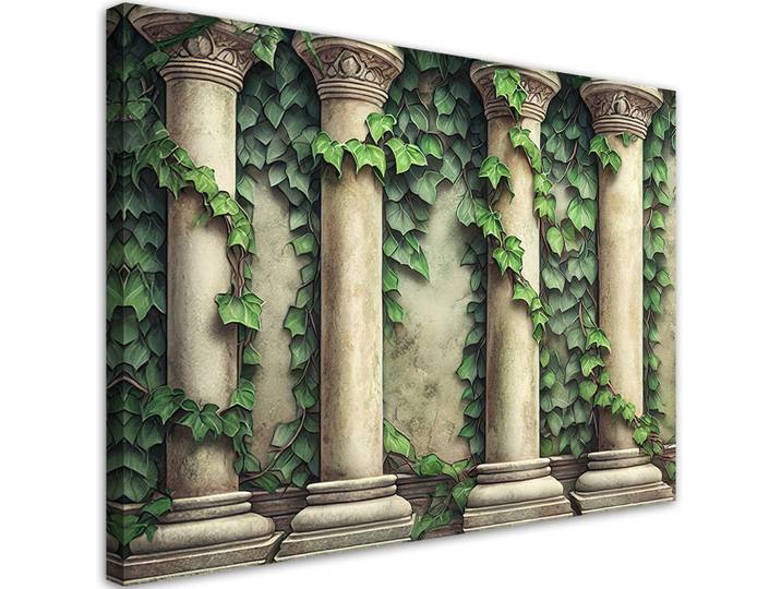Feeby Leinwandbild Säulen und grüne Blätter 120x80cm, Grün, Stadtarchitektur, Rechteckig, 120x80 cm, Bilder & Rahmen, Bilder, Leinwandbilder