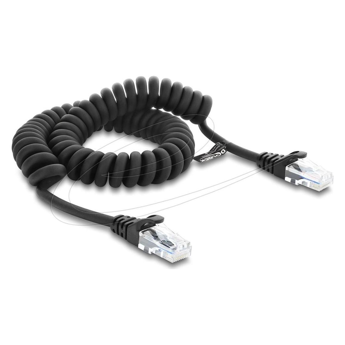 Delock RJ50 Spiralkabel Stecker zu Stecker 1 m schwarz (88161) (U/UTP, CAT5e, 1 m) (88161)