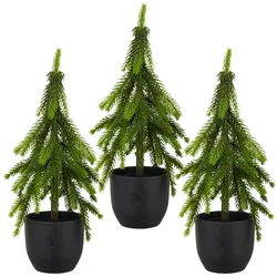 CREATIV green künstliche Pflanze Tanne, 37cm, grün, 3er Set