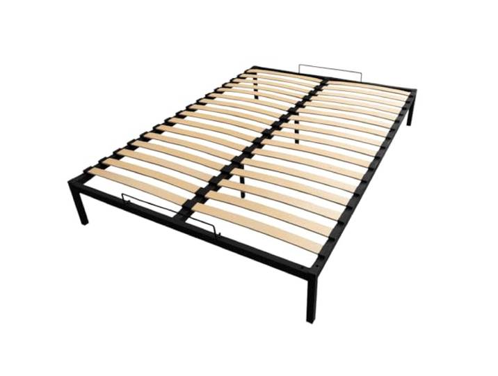 INDUSTORM Bett, Bettgestell 140x200cm, Metallbett Stauraum, Gästebett, mit Elastisch Lattenrost aus Birkenholz Höhe 27,5cm, Einfache Konstruktion und Montage (Schwarz, 140x200)
