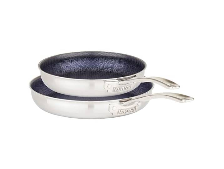Viking 3-lagige antihaftbeschichtete Bratpfannen, 2-teiliges Hybrid Plus Edelstahl, 9,5 und 11 Zoll, Silber