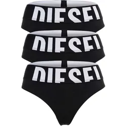 DIESEL Damen Strings, 3er Pack - UFST-STARS-THREEPACK, Big Logo, Cotton Stretch, einfarbig Schwarz / S