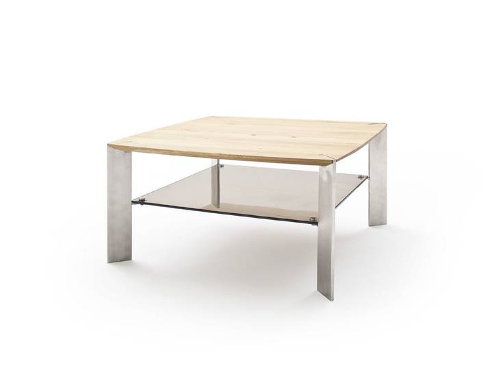 freiraum Couchtisch NELIA, Glasablage, Eiche, Massivholz - 80x41x80cm (BxHxT)
