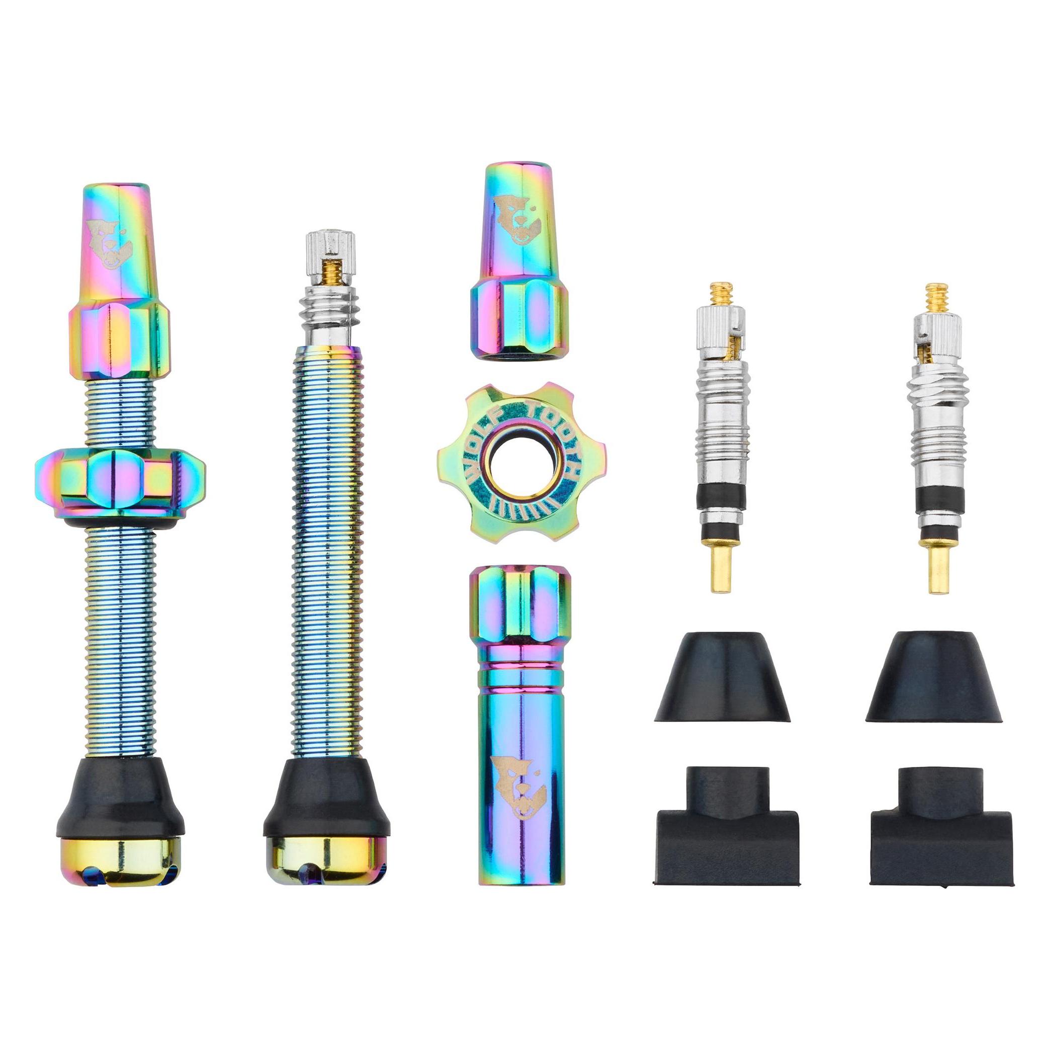 Wolf Tooth Tubeless Valve Stem Ventile, Presta, 44mm, 2 Stk., rainbow (TLV-KIT44-RBW)