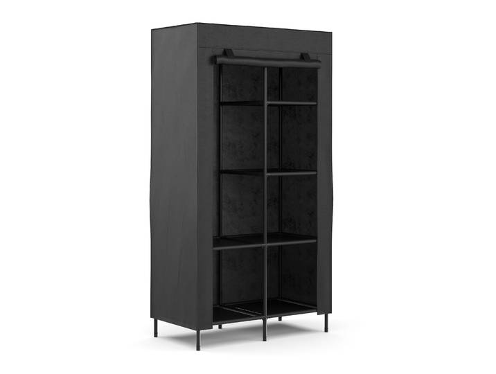 Faltschrank mit rollbaren Türen 85 x 168 cm schwarz
