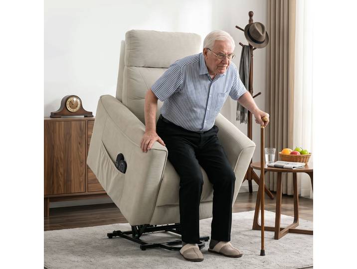 HOMCOM Fauteuil Relax Électrique Massage Chaleur Chenille Greige