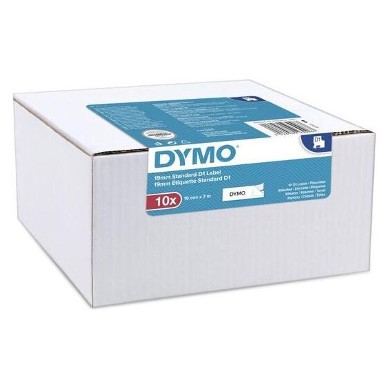 Dymo Schriftbandkassette, D1, 9 mm breit / 7 m lang, schwarz auf weiss, ablösbar, 10er Packung (0.90 cm, Schwarz, Weiss) (2093096)
