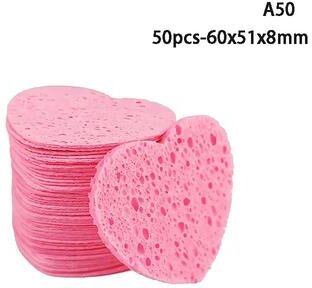 Inspired Living Heart Shape Facial Cleansing Sponge Set Compressed Cellulose Face Sponge Makeup Remover Pads (20 Or 50 Pack) 50pcs 60x51x8mm