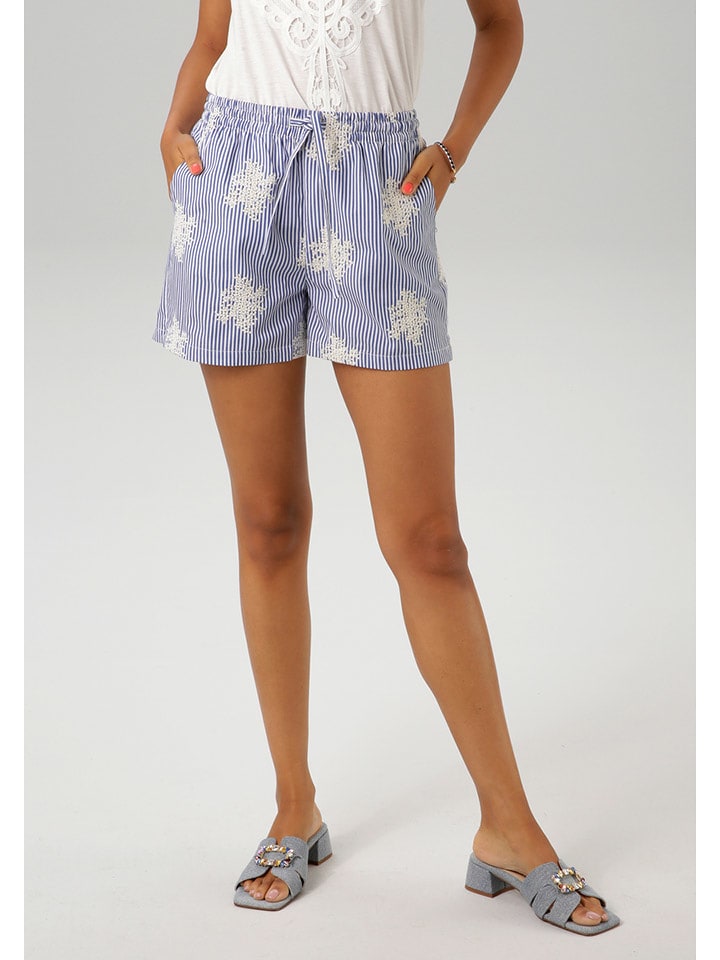 Aniston Shorts in Blau/ Weiß - 42