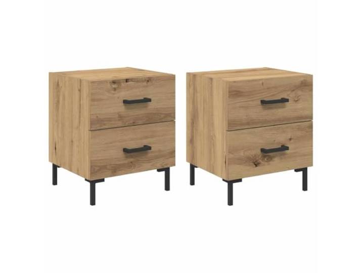 KDVXBCQJH Nachttisch 2er Set, Nachtschrank mit 2 Schubladen, Artisan-Eiche Kompakte Nachtkommode fürs Schlafzimmer bietet geordneten Stauraum und stabile Standfestigkeit bis sechzig Kilogramm.