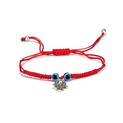 handgefertigtes Armband mit bösem Blick, türkisch-blaue Perle, verstellbare rote Kordel, geflochtenes Armband mit sieben Abschnitten, Schutzsymbol, Schmuck für Männer und Frauen