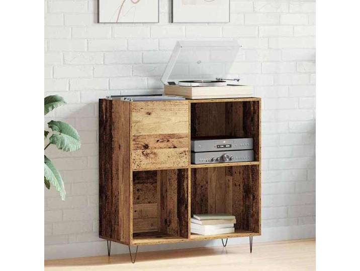 (ON SALE)Meuble Étagère/Support multimédia Meuble à vinyles avec étagère - chêne artisanal - 85x38x89 cm EU503973