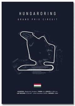 Inspired Finds F1 Racing Circuit Canvas Wall Art For Motorsport & Formula Racing Fans 11.81x17.72in Unframe hungardring