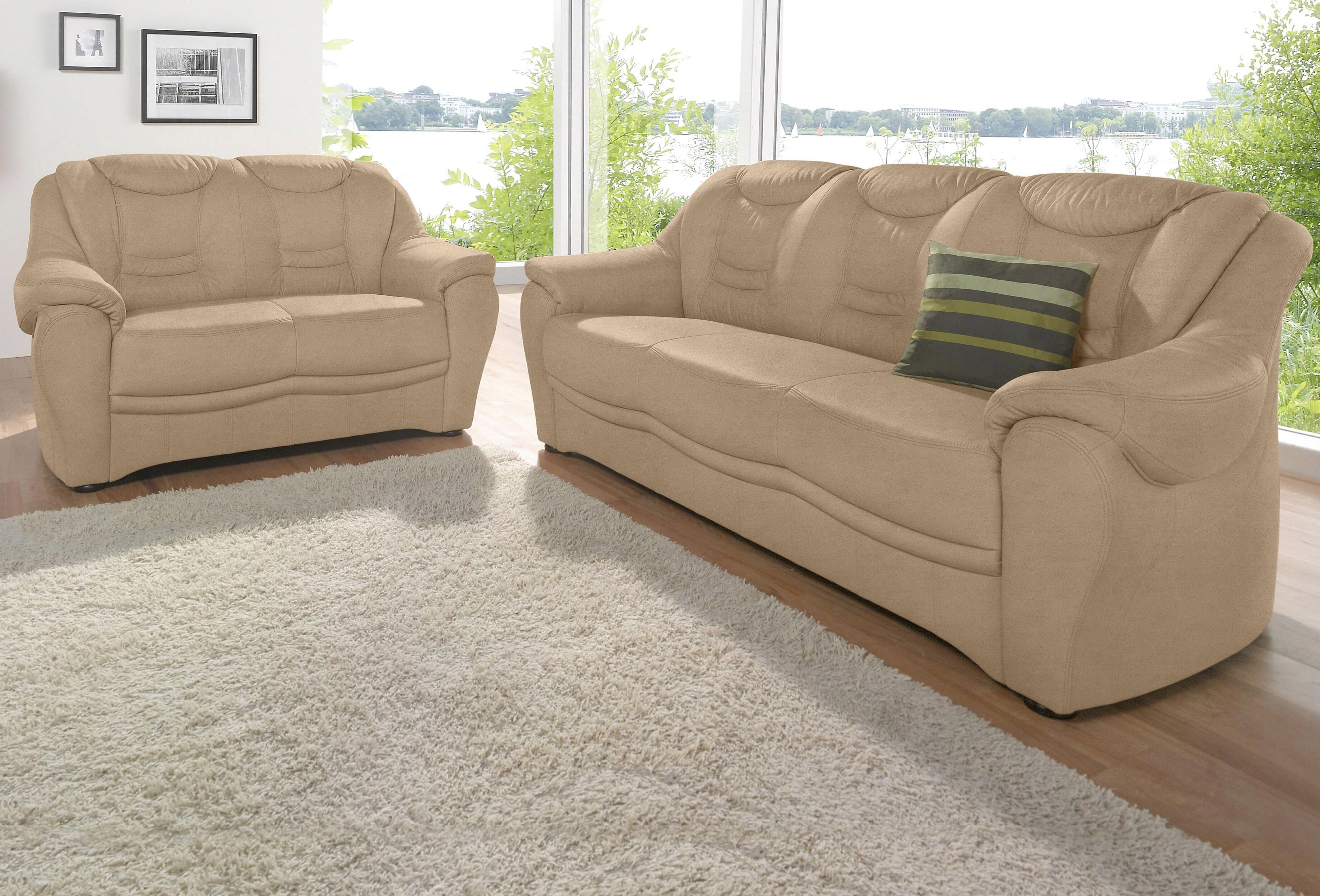 Polstergarnitur SIT & MORE "Bansin", braun (café), Luxus-Microfaser ALTARA NUBUCK, Sitzmöbel-Sets, Polstergarnitur, bestehend aus einem 3- und einem 2- Sitzer, inklusive Federkern café Luxus-Microfaser ALTARA NUBUCK®