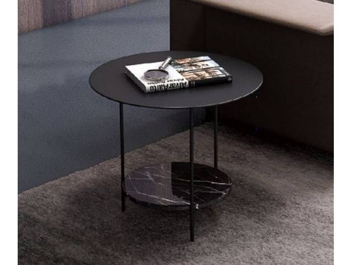 JVmoebel Beistelltisch Schwarzer runder Couchtisch aus Edelstahl für modernes Wohnen (1-St), Made in Europa