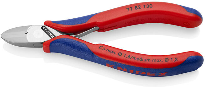 KNIPEX Coupe-câbles électronique 77 82 130, 130 mm, manche multi-composants, articulation traversante (77 82 130)