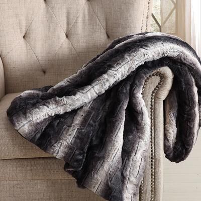 Christian Siriano NY® 60 x 70 Oversized Black Ombre Faux Fur Filled Throw