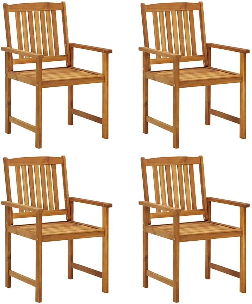 vidaXL Sillas de jardín 4 unidades madera maciza de acacia Marrón