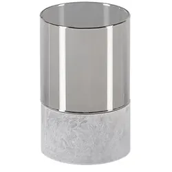6 LED-Kerze Ø 8 cm · 12,5 cm grau `Gracia` mittel