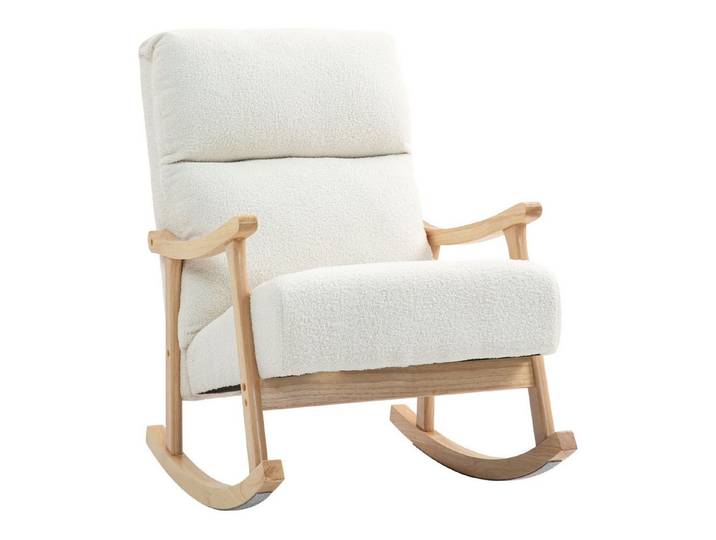 furnicato Schaukelstuhl 65x90x98 cm Cremeweiß (1 St), Ergonomischer Schaukelsessel mit rutschfesten Filzgleitern