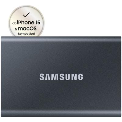 SAMSUNG externe SSD "Portable SSD T7", grau, 2 TB, Schreibgeschwindigkeitmaximal 1000 MB/s Lesegeschwindigkeitmaximal 1050 MB/s, Festplatten
