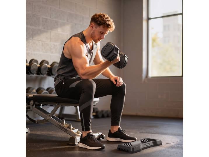 SPORTNOW Haltère Réglable 11kg Plateau Rangement Poignée Antidérapante