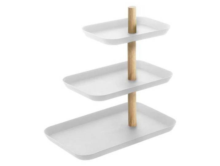 Yamazaki Schmuckständer 3 etagen mit drehbaren tabletts - 25/16/25,5 cm, Weiß, Metall, 16x25.5x25 cm, Ordnen & Aufbewahren, Schmuckaufbewahrung