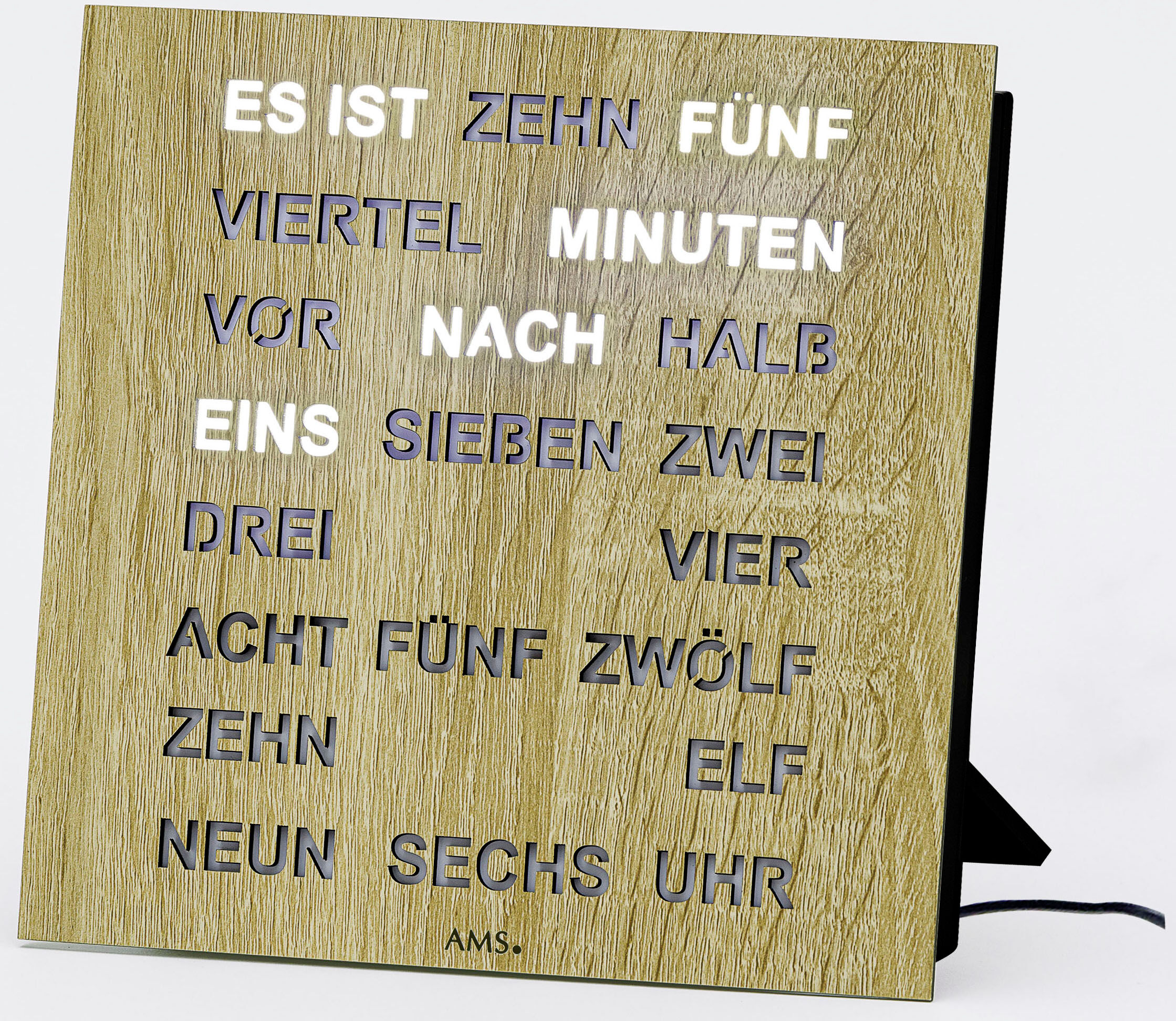 Tischuhr AMS "T1234", schwarz, Tischuhren, Made in Germany,Büro,Wohnzimmer,Esszimmer, als Wanduhr nutzbar