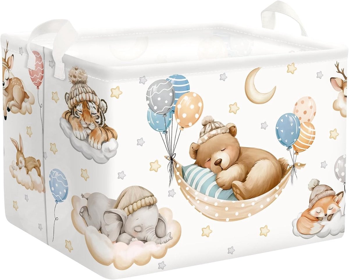 Opvouwbare Wasmand voor Kinderkamer met Beer Design, 36L