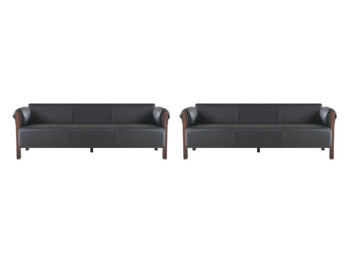 Xlmoebel Sofa 3-Sitzer Leders in Schwarz - Modernes -Set aus Holz, Sofa-Set 2 Teile, Made in Europa