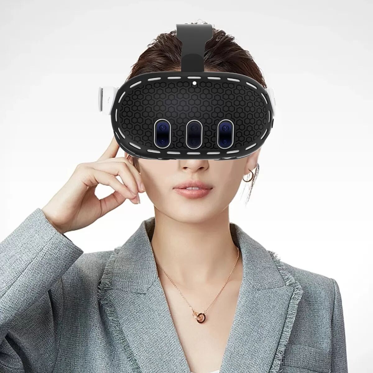 INF Silikon Schutzhülle Kompatibel mit Meta Quest 3 VR Headset - Kratzfest & Stoßfest Schwarz
