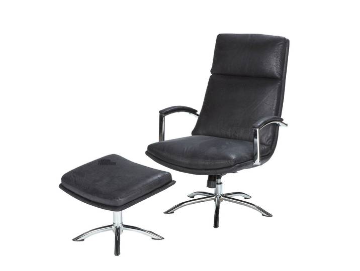 Relaxsessel schwarz Microfaserbezug - Hocker - FINN