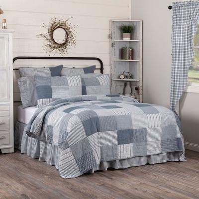 Vhc Brands Sawyer Mill Blue Patchwork Quilt Steel Blue, Super King, Steel Blue