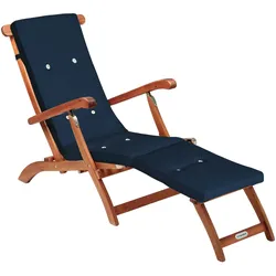 Gartenliege Queen Mary® Akazie FSC®-zertifiziert inkl Auflage Blau