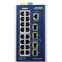 Planet Industrial 16-Port 10/100/1000T + 4 /2,5 SFP POE (16 Ports), Netzwerk Switch, Schwarz, Silber