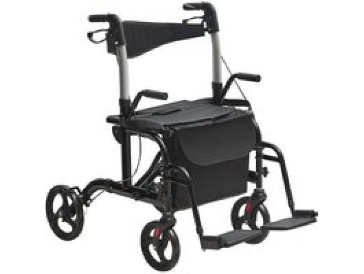 VEVOR Déambulateur fauteuil roulant 2 en 1 pour personnes âgées, rollator en aluminium léger avec poignée réglable, fauteuil roulant pliable avec repose-pieds, roues tout terrain, capacité de 136 kg