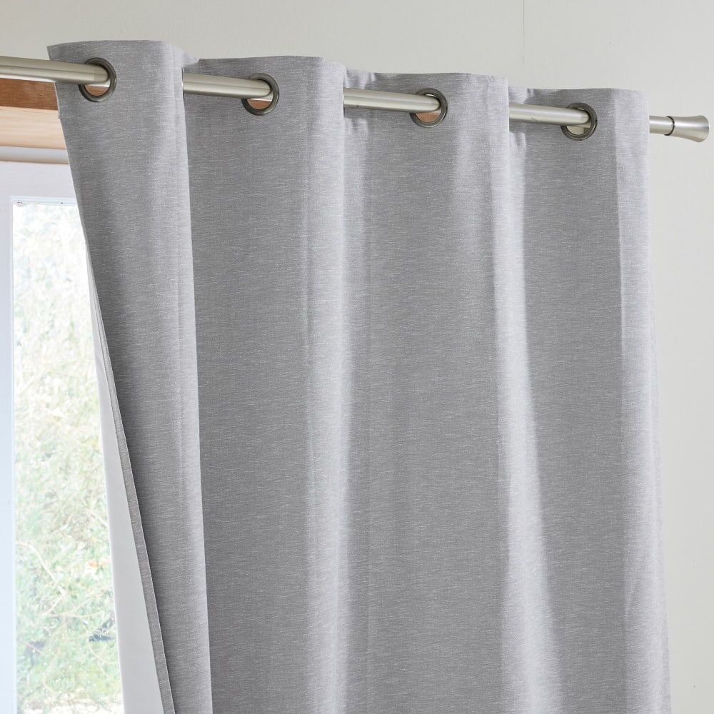 Becquet Lot de 2 rideaux occultant 135x180 gris en polyester Gris 1x180x135cm