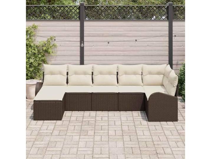 KTHLBRH Modulares Sofa-Set aus Polyrattan, braun, 7-teilig Ecksofa mit Kissen, wetterfest, Sitzfläche 55 cm, für den Garten