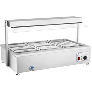 Royal-Catering Bain-Marie RCBM-6WA, 2900 Watt, Ablaufhahn & Fleischaufsatz, 6x GN, Tiefe 150 mm