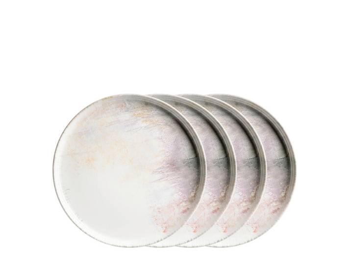 Mäser Platzteller Aquarellia Lila, Lila, Weiß, Keramik, 4-teilig, rund, 2.5 cm, Made in Europe, Essen & Trinken, Geschirr, Teller, Platzteller