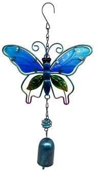 Uplifted Finds Artisanal Painted Glass & Metal Wind Chime   Hummingbird & Dragonfly Hanging Pendants i
