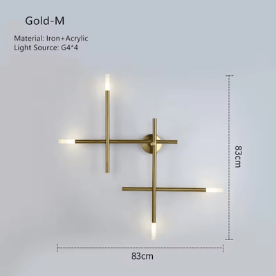 Inspire Curations Nordic Cross LED Wall Sconce Modern Minimalist Line Art Wall Lamp gold M cold Light